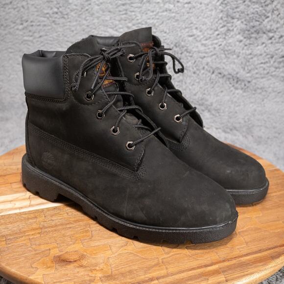 Timberland Boots Youth 6 M 6-Inch Classic Waterproof Combat Black Leather 10910 - Picture 1 of 9